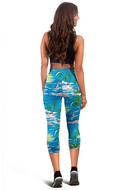 Palm Tree Beach Women Capris