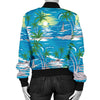 Palm Tree Beach Women Casual Bomber Jacket