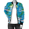 Palm Tree Beach Women Casual Bomber Jacket