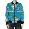 Palm Tree Beach Women Casual Bomber Jacket