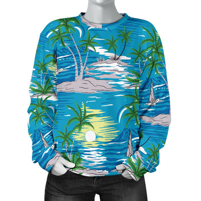Palm Tree Beach Women Crewneck Sweatshirt