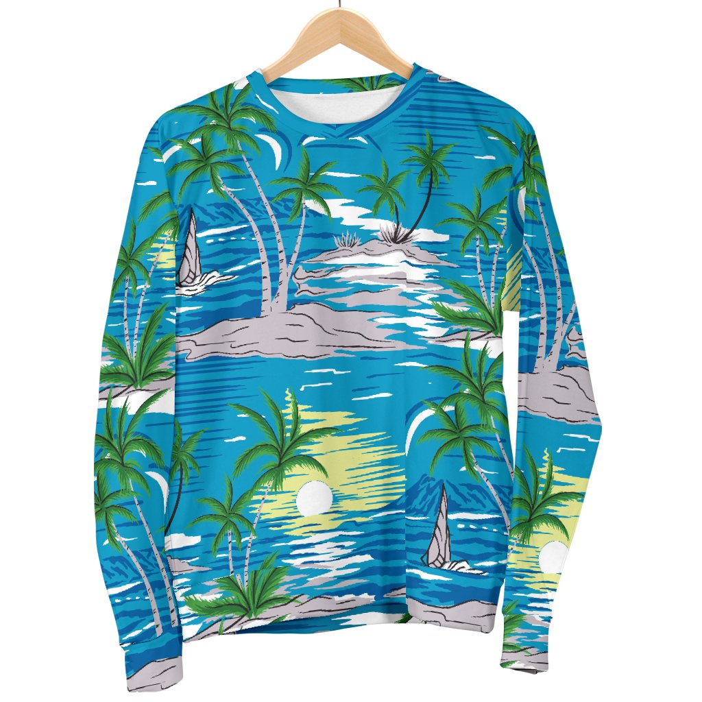 Palm Tree Beach Women Crewneck Sweatshirt