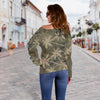 Palm Tree Camouflage Off Shoulder Sweatshirt