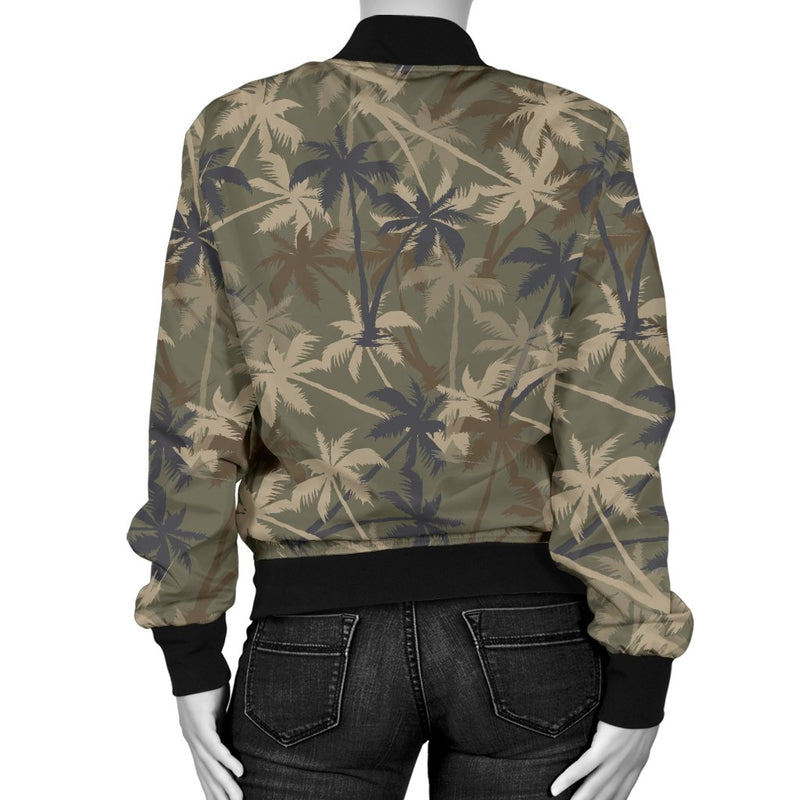 Palm Tree Camouflage Women Casual Bomber Jacket