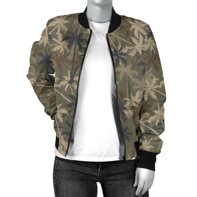 Palm Tree Camouflage Women Casual Bomber Jacket