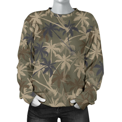 Palm Tree Camouflage Women Crewneck Sweatshirt