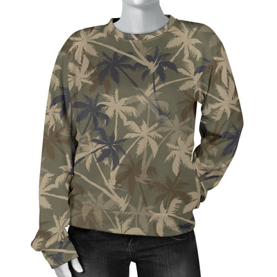 Palm Tree Camouflage Women Crewneck Sweatshirt