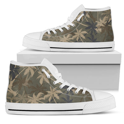 Palm Tree Camouflage Women High Top Shoes