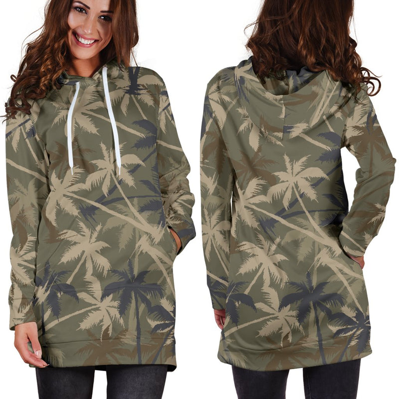 Palm Tree Camouflage Women Hoodie Dress