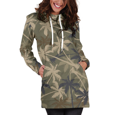 Palm Tree Camouflage Women Hoodie Dress