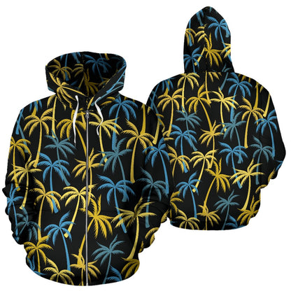 Palm Tree Pattern All Over Zip Up Hoodie