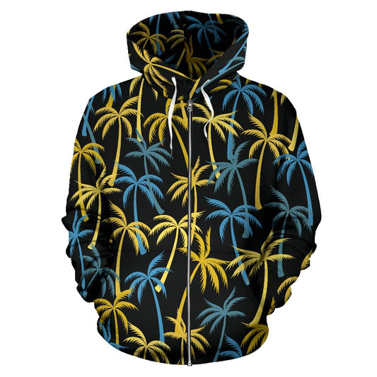 Palm Tree Pattern All Over Zip Up Hoodie