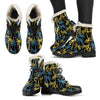 Palm Tree Pattern Faux Fur Leather Boots