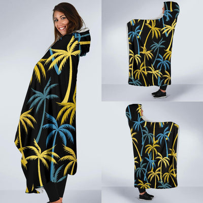 Palm Tree Pattern Hooded Blanket-JORJUNE.COM