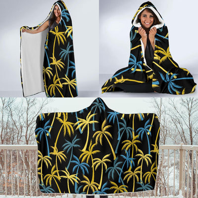 Palm Tree Pattern Hooded Blanket-JORJUNE.COM