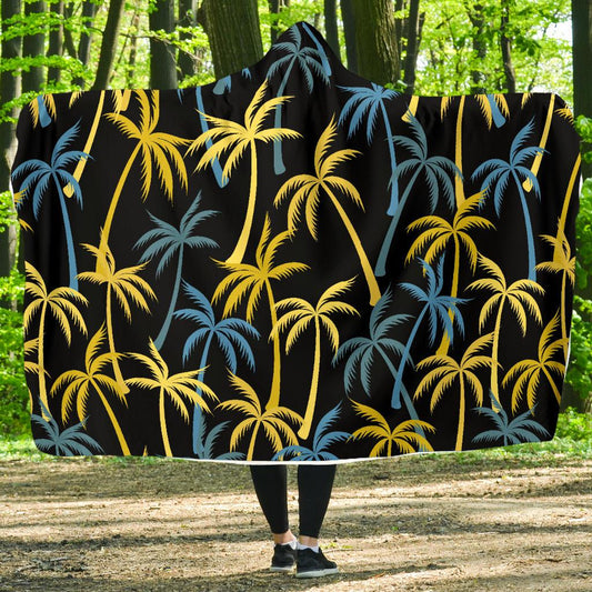 Palm Tree Pattern Hooded Blanket-JORJUNE.COM