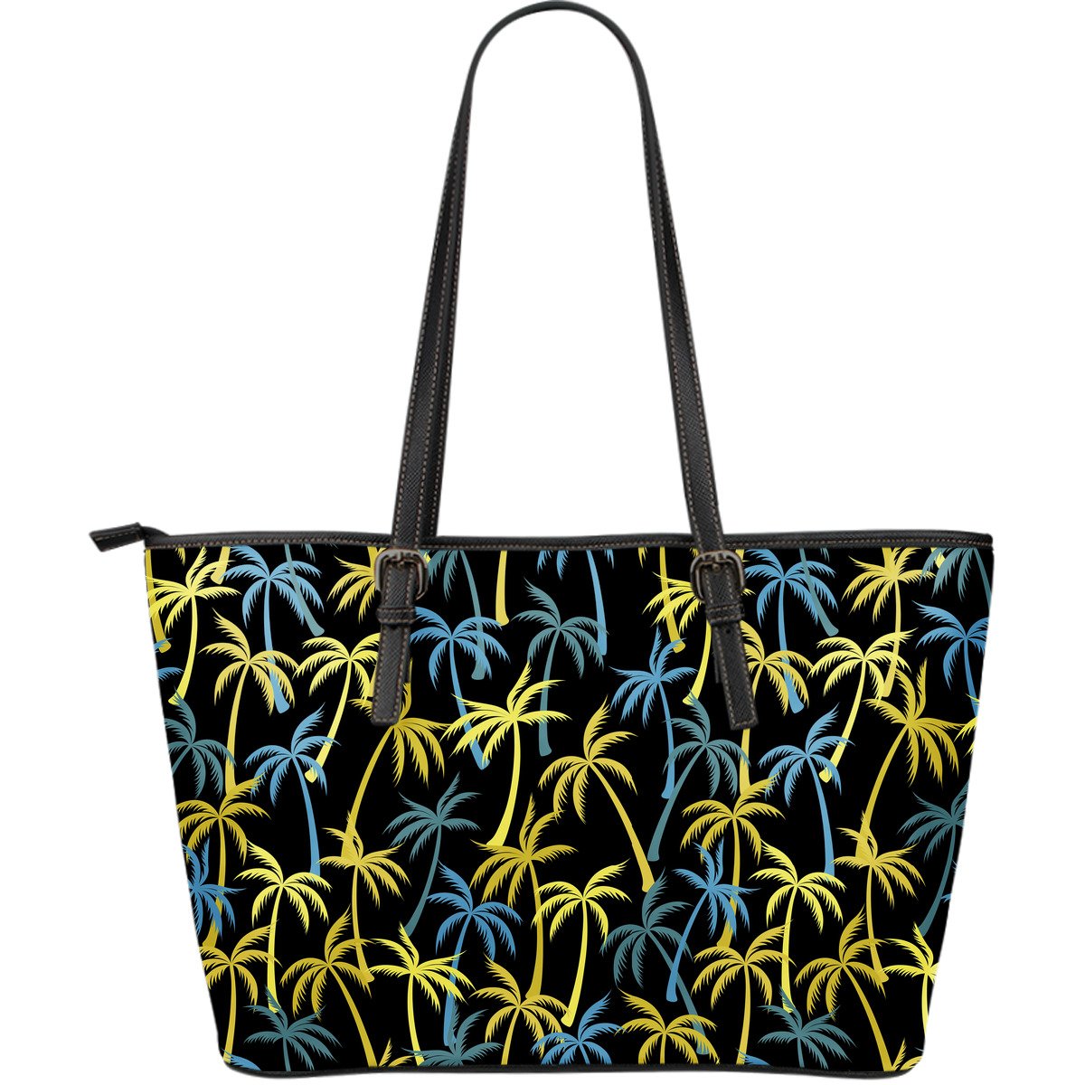 Palm Tree Pattern Large Leather Tote Bag