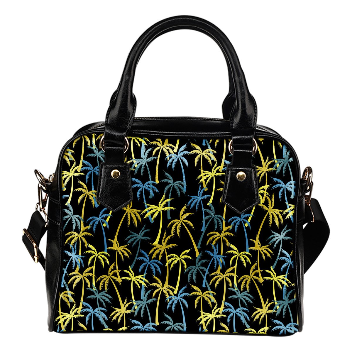 Palm Tree Pattern Leather Shoulder Handbag