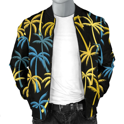 Palm Tree Pattern Men Casual Bomber Jacket
