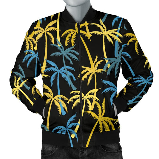 Palm Tree Pattern Men Casual Bomber Jacket