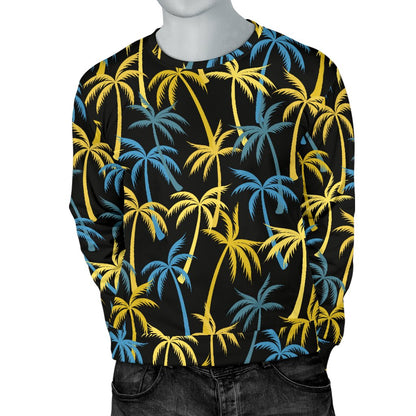 Palm Tree Pattern Men Crewneck Sweatshirt