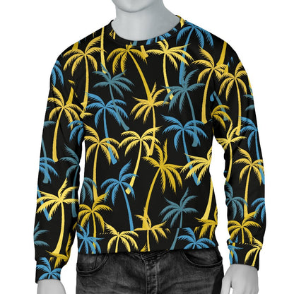 Palm Tree Pattern Men Crewneck Sweatshirt