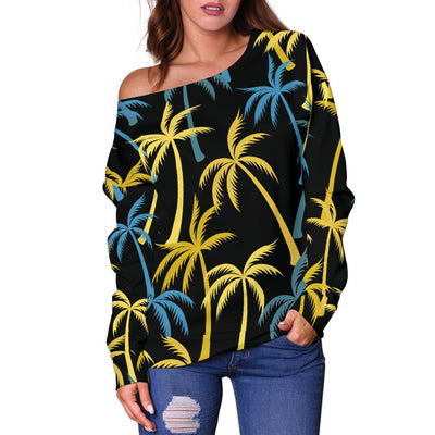 Palm Tree Pattern Off Shoulder Sweatshirt