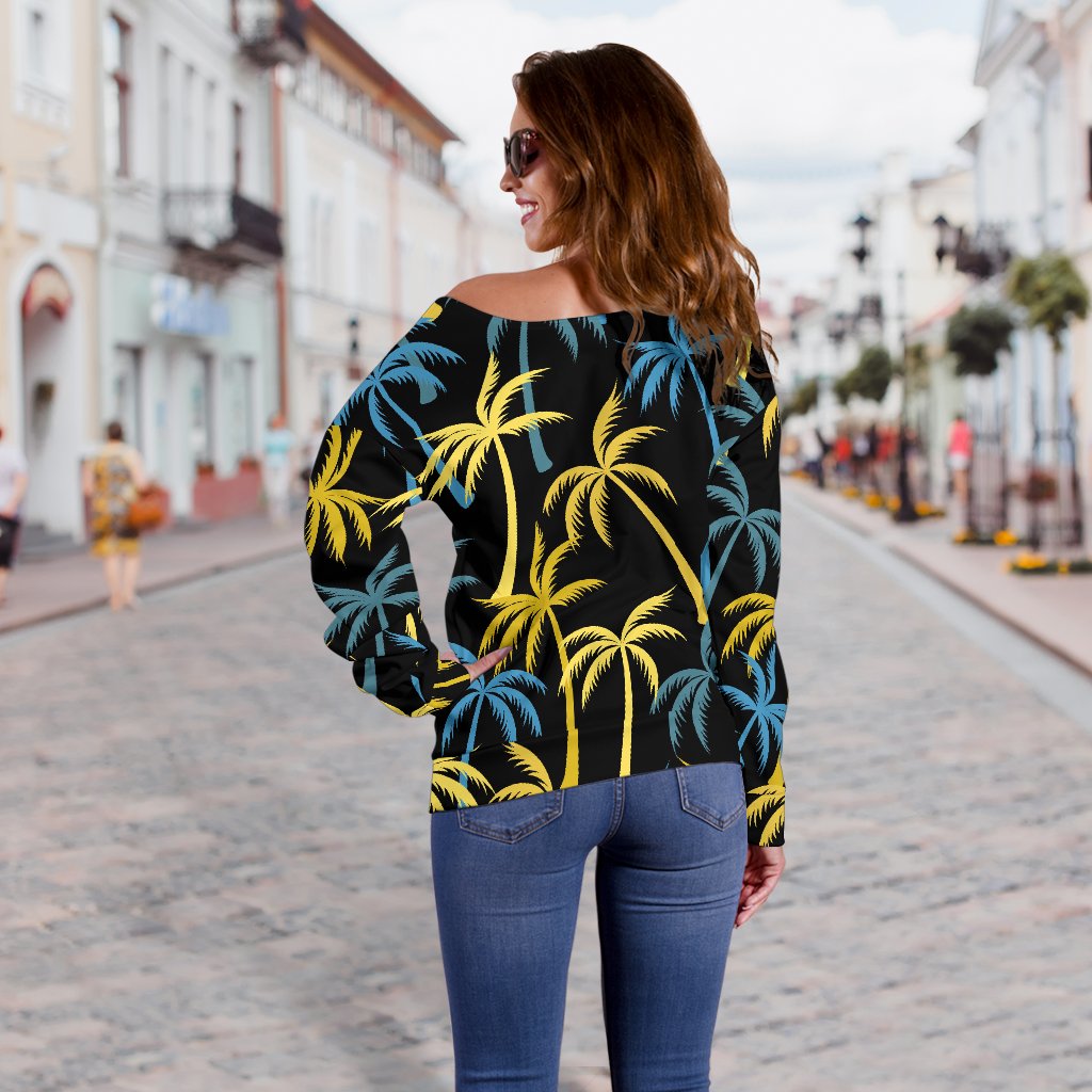 Palm Tree Pattern Off Shoulder Sweatshirt