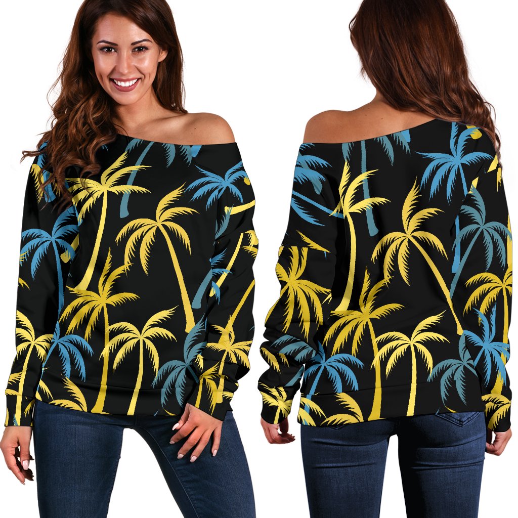 Palm Tree Pattern Off Shoulder Sweatshirt
