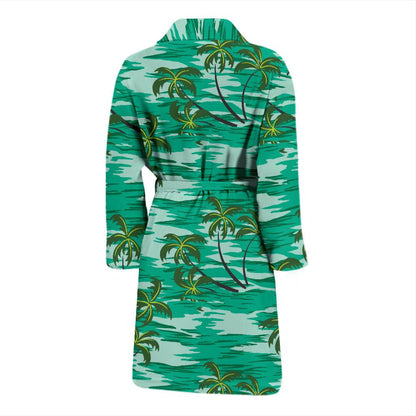 Palm Tree Pattern Print Design A01 Men Bathrobe-JORJUNE.COM