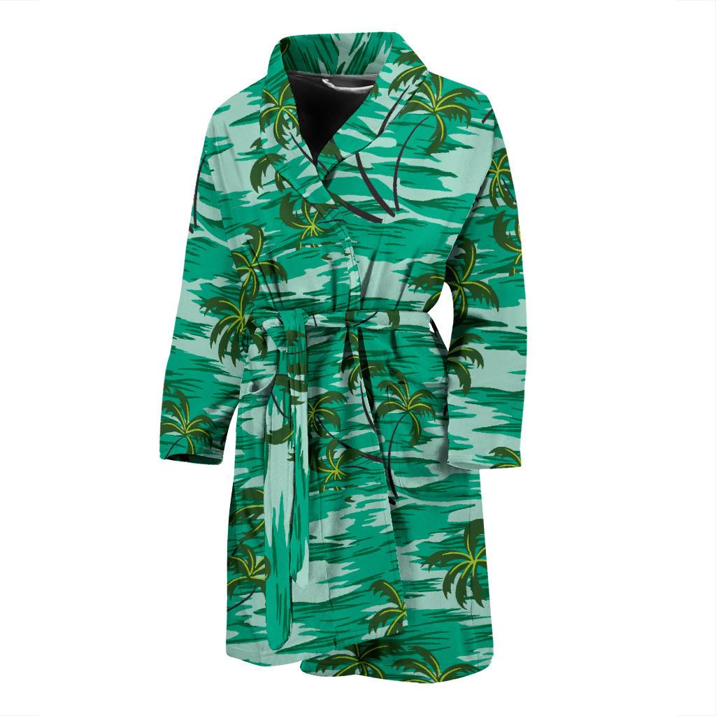 Palm Tree Pattern Print Design A01 Men Bathrobe-JORJUNE.COM