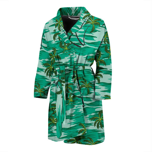 Palm Tree Pattern Print Design A01 Men Bathrobe-JORJUNE.COM