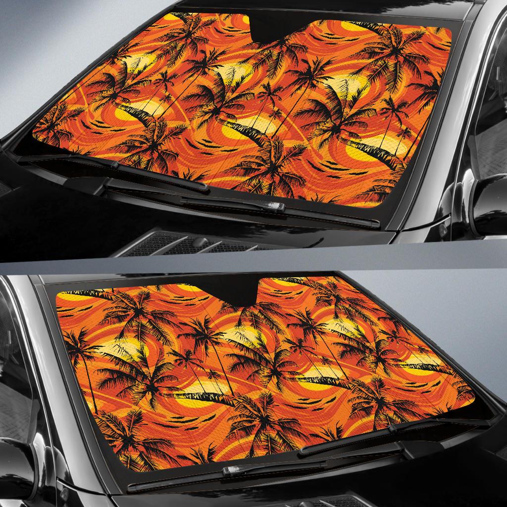 Palm Tree Pattern Print Design A02 Car Sun Shades-JORJUNE.COM