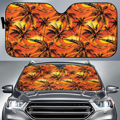 Palm Tree Pattern Print Design A02 Car Sun Shades-JORJUNE.COM
