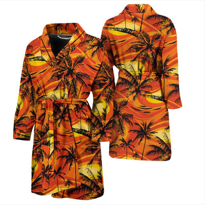 Palm Tree Pattern Print Design A02 Men Bathrobe-JORJUNE.COM