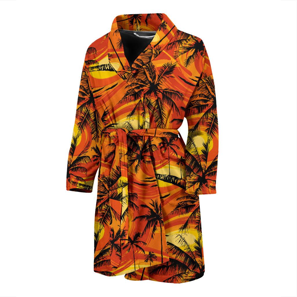 Palm Tree Pattern Print Design A02 Men Bathrobe-JORJUNE.COM