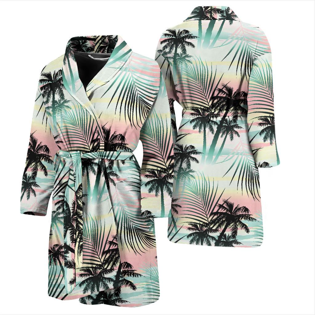 Palm Tree Pattern Print Design A03 Men Bathrobe-JORJUNE.COM