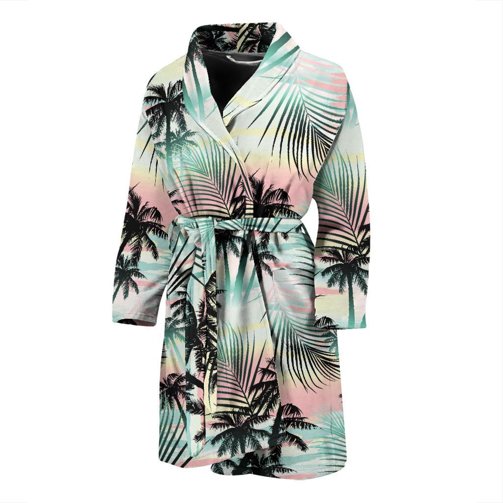 Palm Tree Pattern Print Design A03 Men Bathrobe-JORJUNE.COM