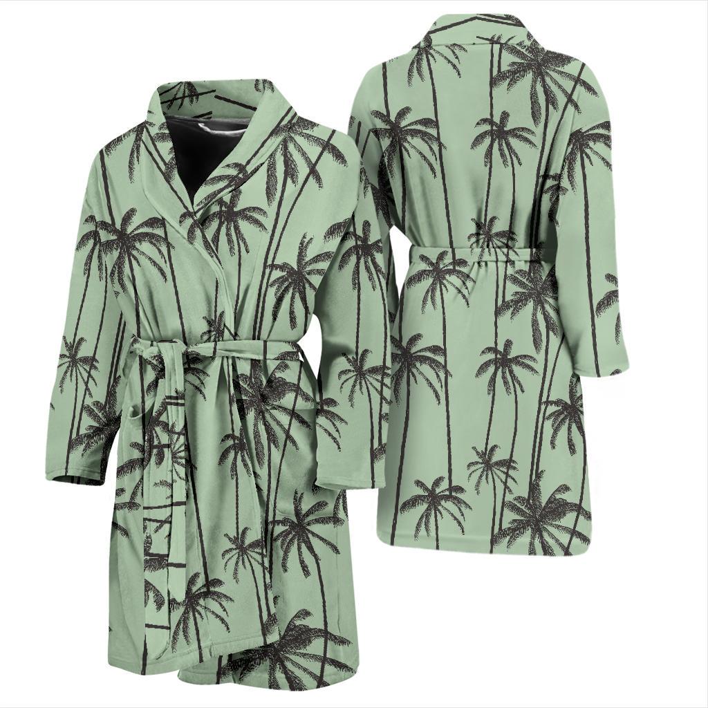 Palm Tree Pattern Print Design A04 Men Bathrobe-JORJUNE.COM