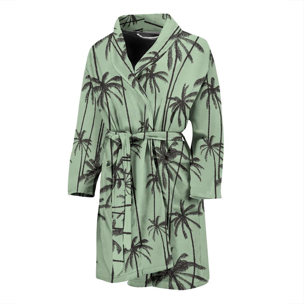 Palm Tree Pattern Print Design A04 Men Bathrobe-JORJUNE.COM
