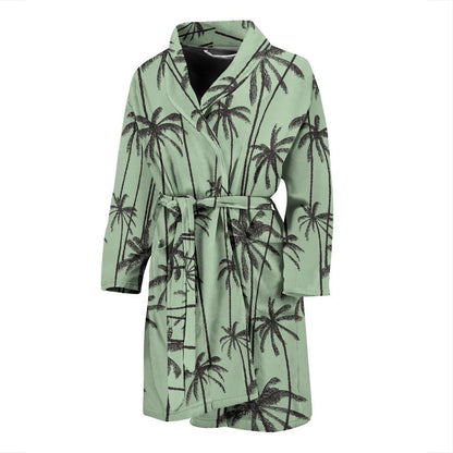 Palm Tree Pattern Print Design A04 Men Bathrobe-JORJUNE.COM