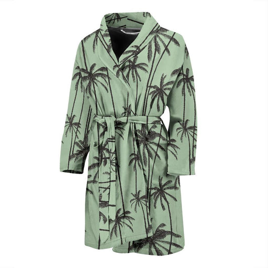 Palm Tree Pattern Print Design A04 Men Bathrobe-JORJUNE.COM