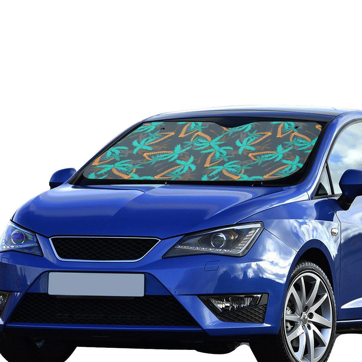 Palm Tree Pattern Print Design PT01 Car Sun Shade-JorJune
