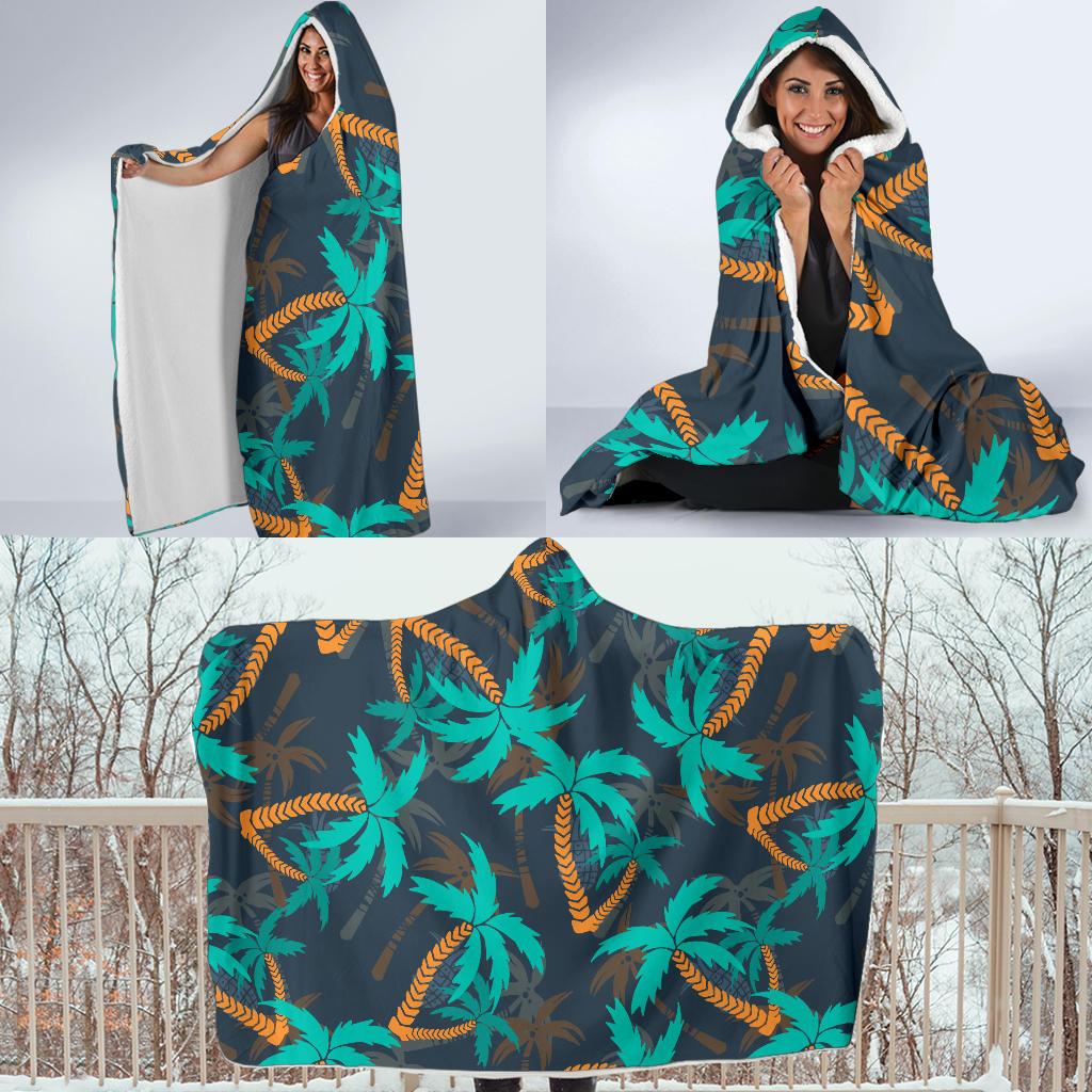 Palm Tree Pattern Print Design PT01 Hooded Blanket-JORJUNE.COM
