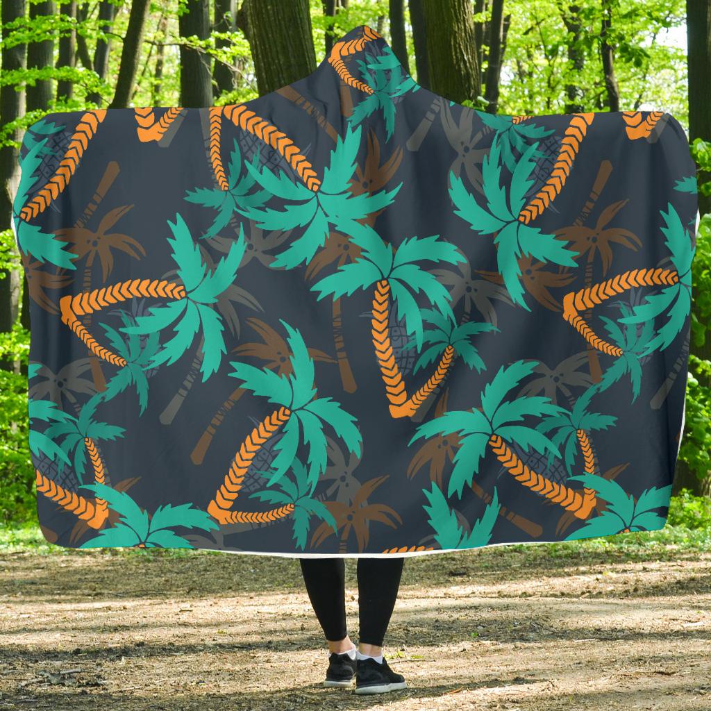 Palm Tree Pattern Print Design PT01 Hooded Blanket-JORJUNE.COM