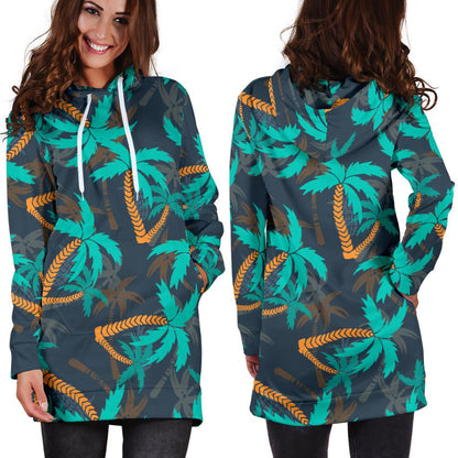 Palm Tree Pattern Print Design PT01 Women Hoodie Dress