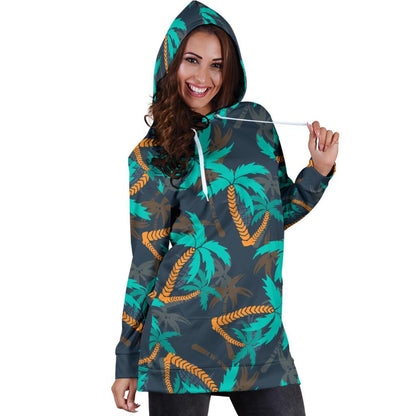 Palm Tree Pattern Print Design PT01 Women Hoodie Dress
