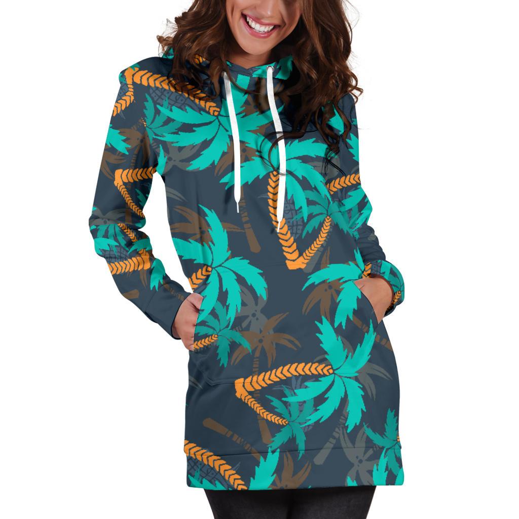Palm Tree Pattern Print Design PT01 Women Hoodie Dress