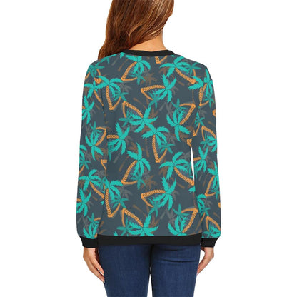 Palm Tree Pattern Print Design PT01 Women Long Sleeve Sweatshirt-JorJune