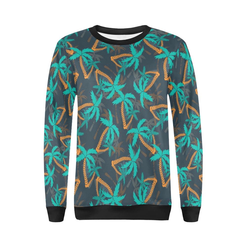 Palm Tree Pattern Print Design PT01 Women Long Sleeve Sweatshirt-JorJune